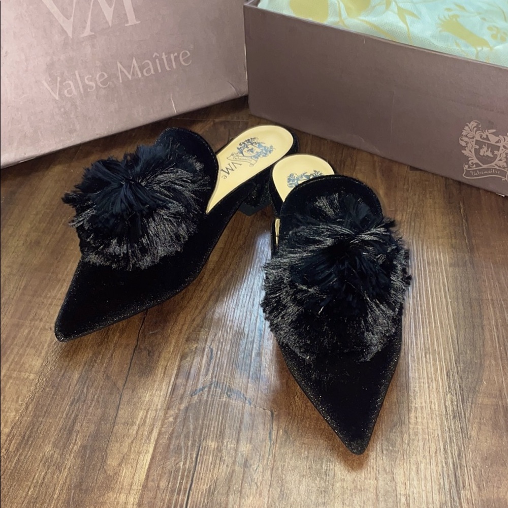 VM Black Velvet Mules with Pom-Pom Embellishment
Rococo Style